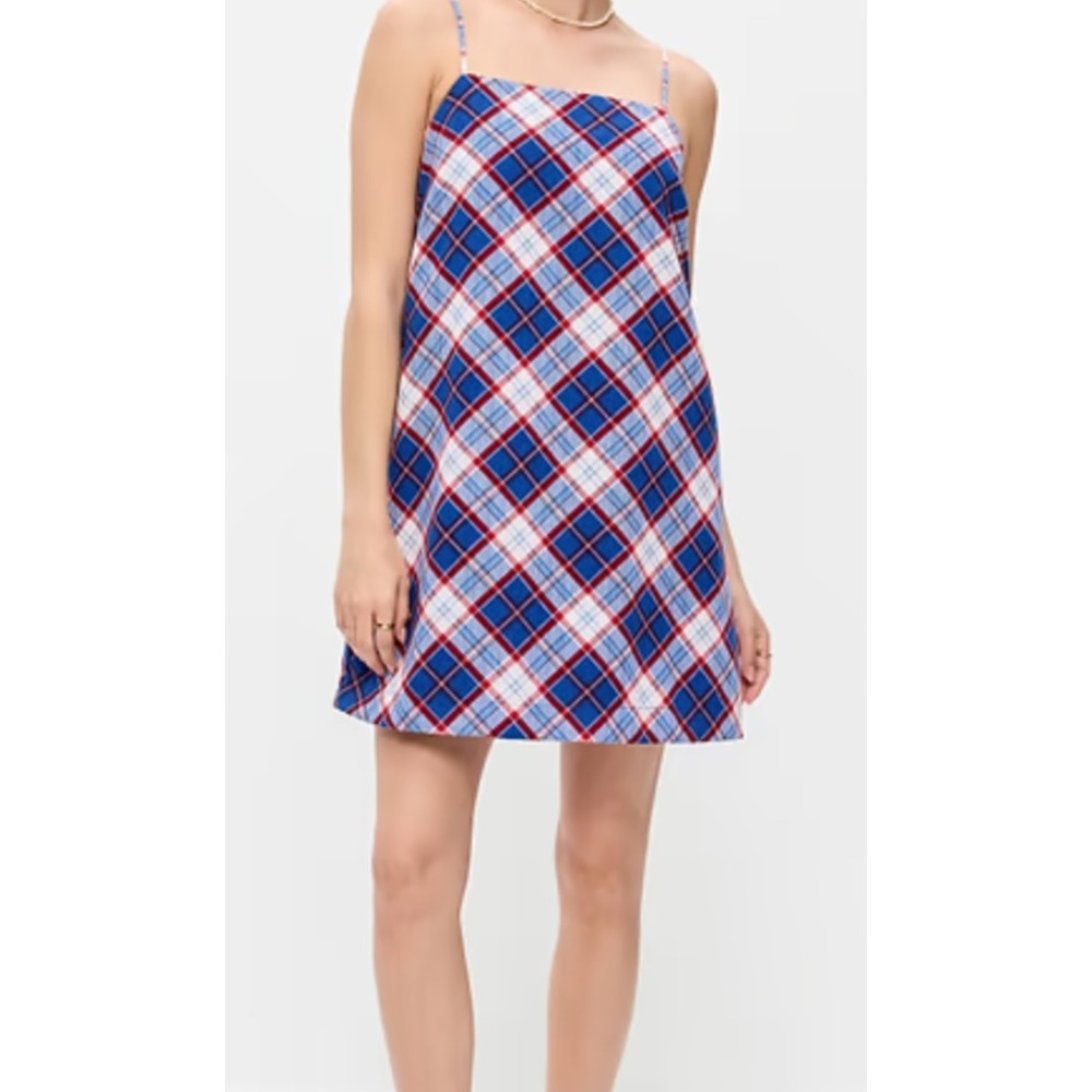 Old Navy Mini Shift Dress, Blue Plaid, size med